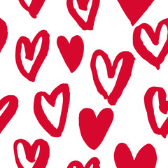 Wall Mural - Hearts pattern red icons for Valentine day art