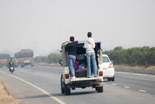 Street Life India People Behind In A Pick Up