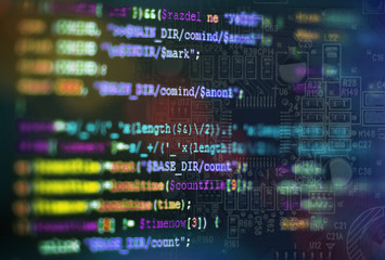 software computer programming code and circuit board abstract technology background