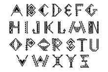 Ethnic Font. Native American Indian Alphabet Vector Set