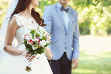 Wall Mural - Bride and groom on wedding day