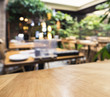 Table Top counter Bar Restaurant Cafe in Garden outdoor Background