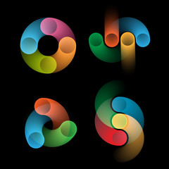 Wall Mural - set of abstract rounded shapes - creative logo concept