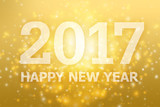 Fototapeta Tematy - Year 2017 with gold background.