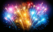 Colorful Fireworks. Vector
