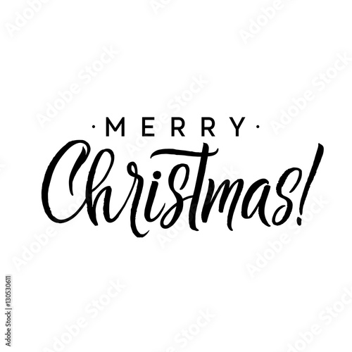 Merry Christmas Calligraphy Template. Greeting Card Black Typography on ...