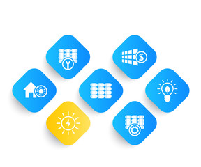 Poster - Solar energy, panels, alternative energetics and renewable energy use icons set