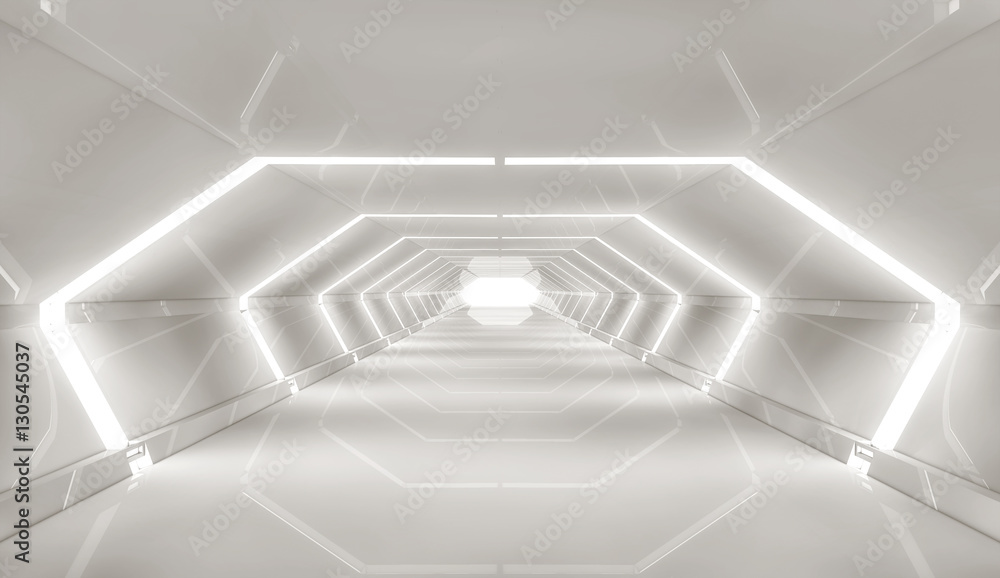 3d Render Futuristic Spaceship Interior Architecture Foto