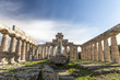 Internal view of greek Hera temple in Paestum, Salerno Italy