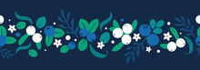 Vector Flat Flowers And Berries Background, Creative Color Pattern.