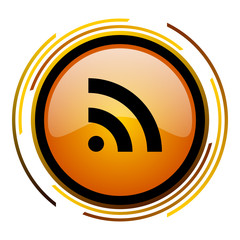 Aufkleber - Rss orange glossy web vector icon.