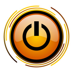 Fototapete - Power orange glossy vector icon.