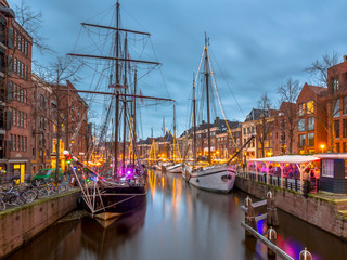 Canvas Print - Historic sailing ships at the annual Winterwelvaart festival