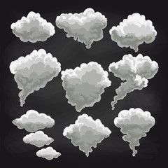 Wall Mural - rain clouds icons collection on chalkboard vector illustration