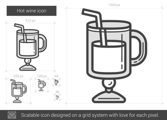 Sticker - Hot wine line icon.