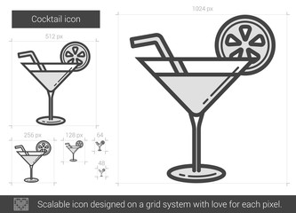 Sticker - Cocktail line icon.