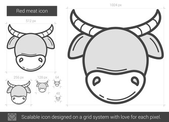 Wall Mural - Red meat line icon.