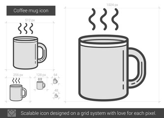 Sticker - Coffee mug line icon.