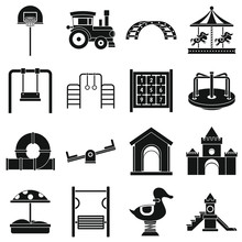 Playground Icons Set. Simple Illustration Of 16 Playground Vector Icons For Web