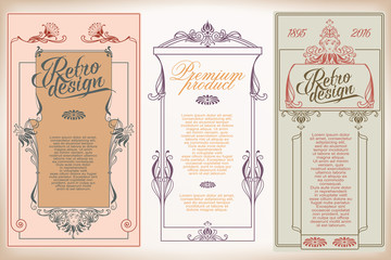 Vintage frame design for labels, banner, sticker and other desig