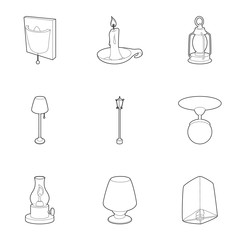 Wall Mural - Light for home icons set. Outline illustration of 9 light for home vector icons for web