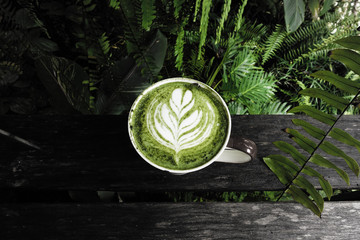 A cup of green tea matcha latte