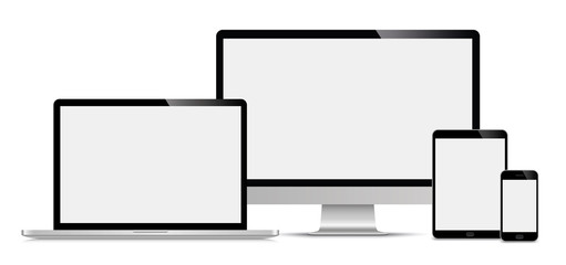 Wall Mural - realistic set of monitor, laptop, tablet, smartphone - stock vector