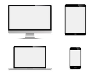 Wall Mural - realistic set of monitor, laptop, tablet, smartphone - stock vector