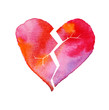 love hurt concept with artistic watercolor broken heart illustra
