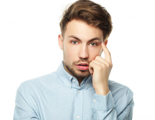 Poster - portrait of a young business man surprised face expression