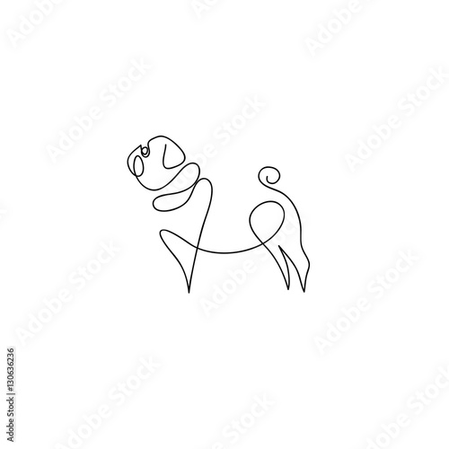 One Line Dog Pug Design Silhouette Hand Drawn Minimalism Style Vector Illustration Buy This Stock Vector And Explore Similar Vectors At Adobe Stock Adobe Stock