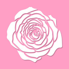 Vector Beautiful Cutout Paper Rose Flower Floral Icon
