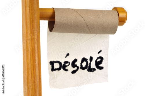 Rouleau De Papier Toilette Fini Avec Le Mot Desole Ecrit Dessus Stock Photo Adobe Stock Rouleau De Papier Toilette Fini Avec Le Mot Desole Ecrit Dessus Stock Photo Adobe Stock