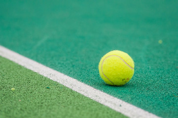 Wall Mural - Tennis ball on court