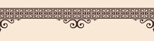 Seamless Vintage Ornament With Elements Of Gothic Style. Brown Pattern On A Beige Background.