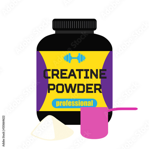 Fotografia Sports nutrition, creatine powder, professional supplement, meas