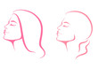 line illustration of a beautiful woman face from profile view