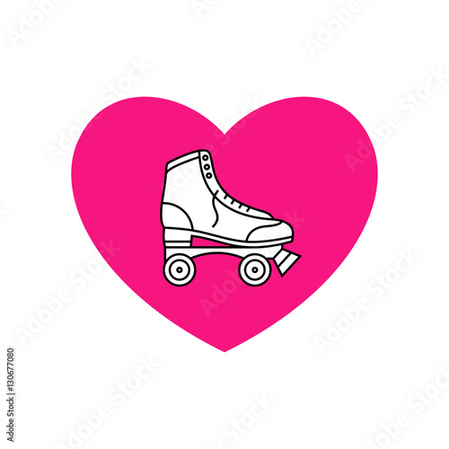 Fototapeta I love retro roller skates vector illustration