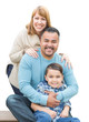 © Andy Dean - Happy Mixed Race Hispanic and Caucasian Family Isolated on a White Background.