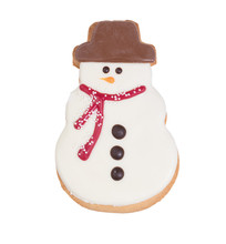 Single Frosted Snowman Cookie Isolated On White Background