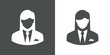 © teracreonte - Icono plano silueta mujer de negocios gris y blanco
