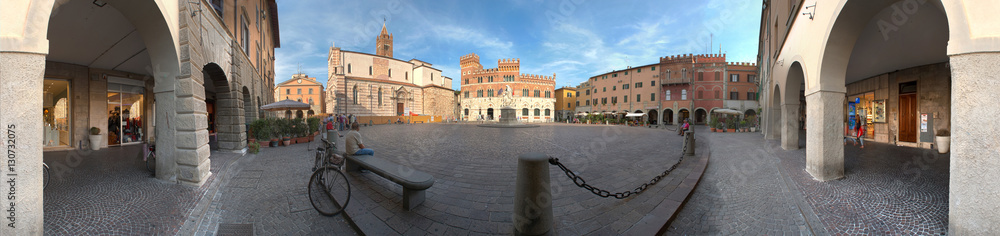 Grosseto, piazza Dante a 360° - obrazy, fototapety, plakaty 