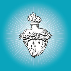 Immaculate Heart of Blessed Virgin Mary tattoo illustration design