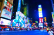 View of Times Square at night in New York City with blurred effect