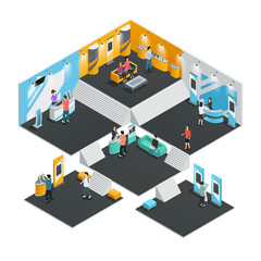 Wall Mural - Multistore exhibition stands isometric