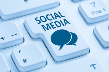 Wall Mural - social media network internet networking online friendship blue