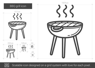 Sticker - BBQ grill line icon.