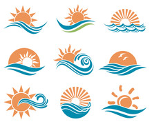 Abstract Collection Of Sun And Sea Icons