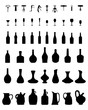 © Design Studio RM - Silhouettes of bowls, bottles, glasses and corkscrew, vector