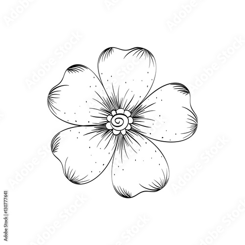 Beautiful flower in black and white icon vector illustration graphic